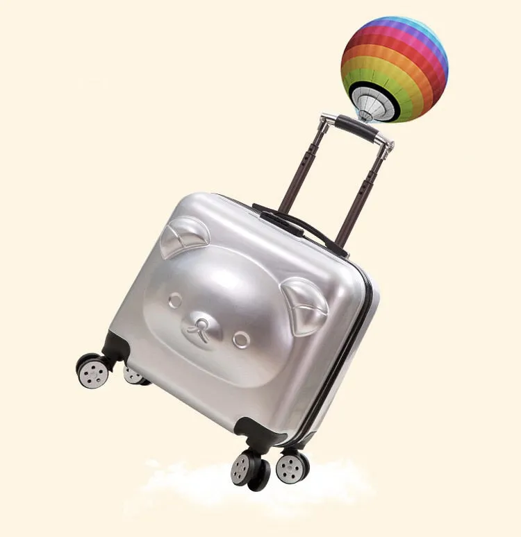 Unisex 18 20-inch Bear Cartoon 3d Rolling Luggage Spinner Trolley Suitcase