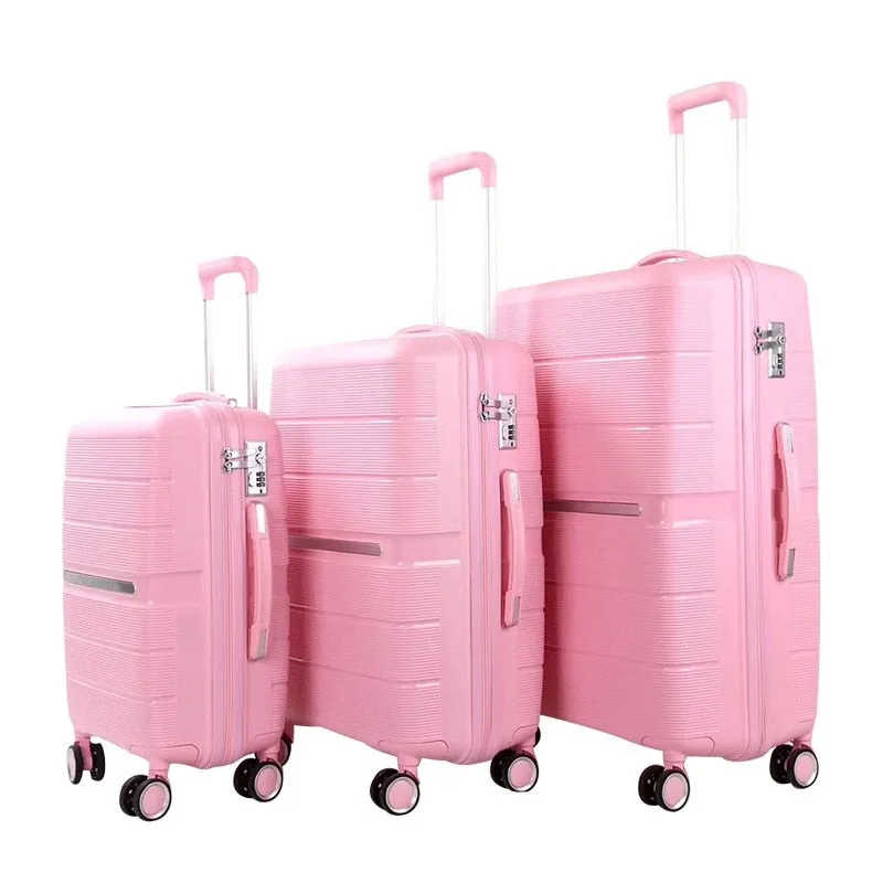 Unisex 20 24 28 Inch PP Rolling Luggage Set 3 Pieces Trolley Suitcase