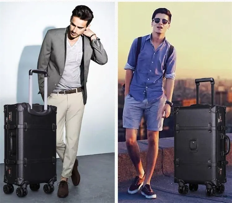 Unisex 22 24 26 Inch Spinner Double Wheels Rolling Luggage Suitcase