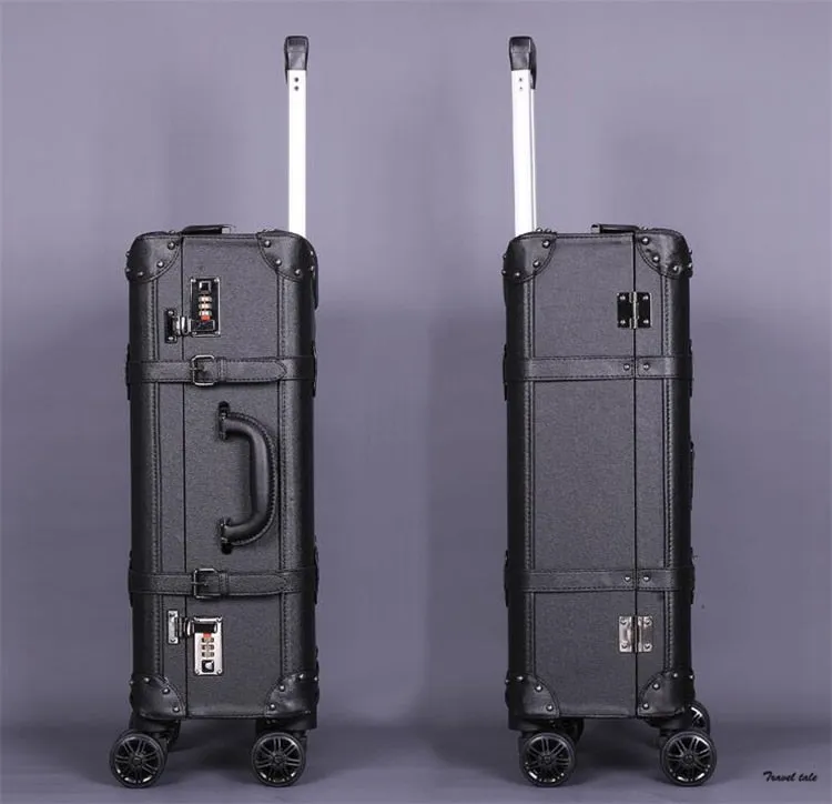 Unisex 22 24 26 Inch Spinner Double Wheels Rolling Luggage Suitcase