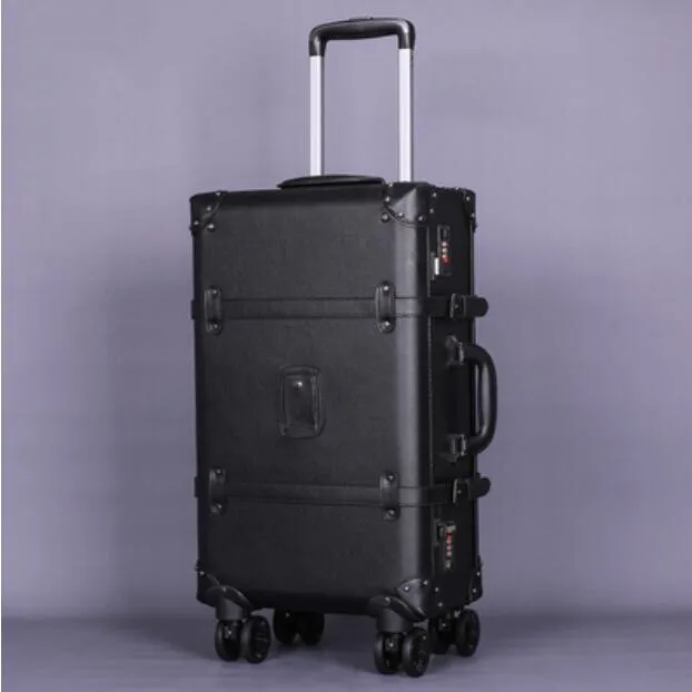 Unisex 22 24 26 Inch Spinner Double Wheels Rolling Luggage Suitcase