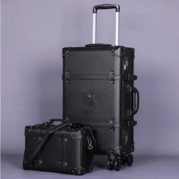 Unisex 22 24 26 Inch Spinner Double Wheels Rolling Luggage Suitcase