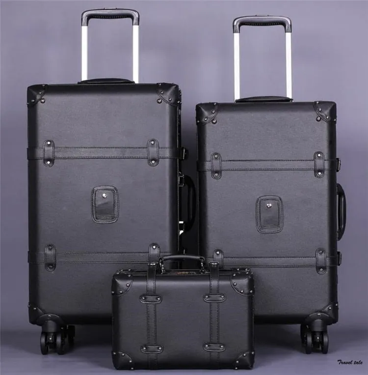 Unisex 22 24 26 Inch Spinner Double Wheels Rolling Luggage Suitcase