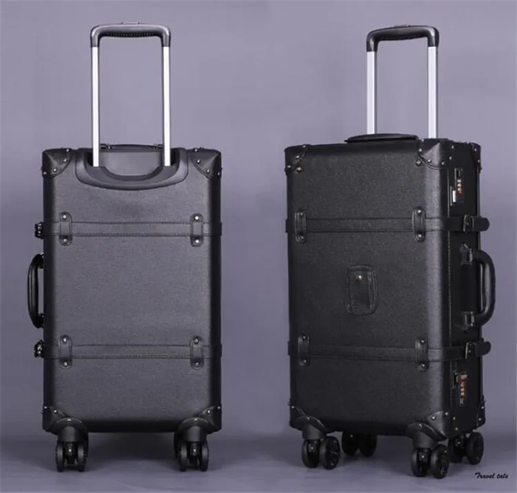 Unisex 22 24 26 Inch Spinner Double Wheels Rolling Luggage Suitcase