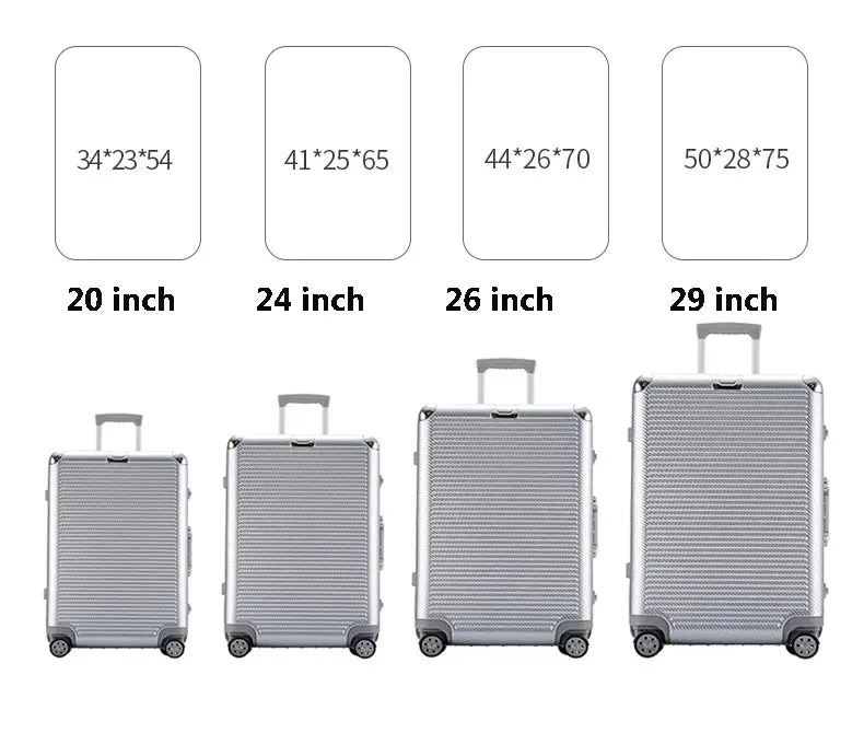 Unisex Spinner Wheel Aluminium Frame Travel Luggage Trolley Suitcase