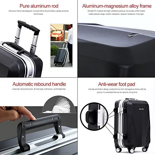 Unitravel Luggage Rolling Suitcase Lightweight Carry On Trunk With Spinner Wheels