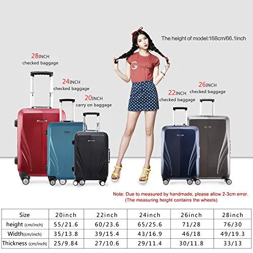 Unitravel Luggage Rolling Suitcase Lightweight Carry On Trunk With Spinner Wheels