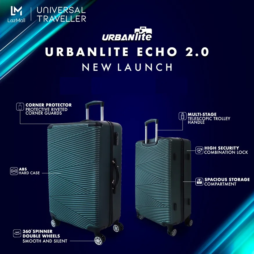 URBANlite Echo 2.0 20+24+28 Bundle | 8-Wheel Spinner | Corner Guard | Hard Case Luggage