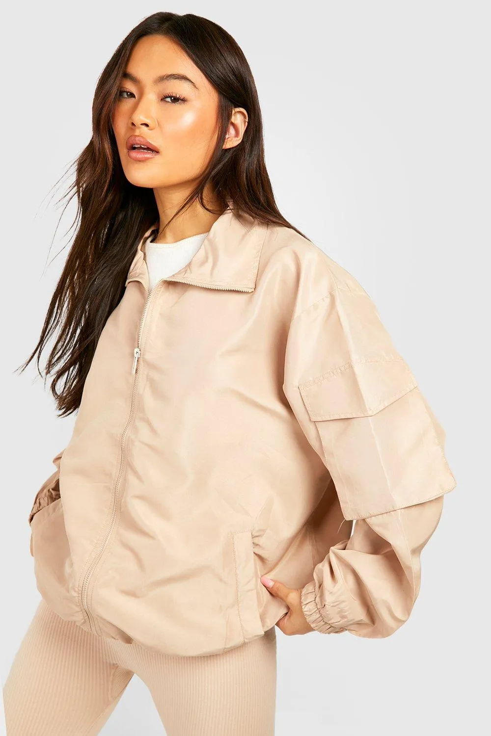 Utility Pocket Detail Parachute Windbreaker