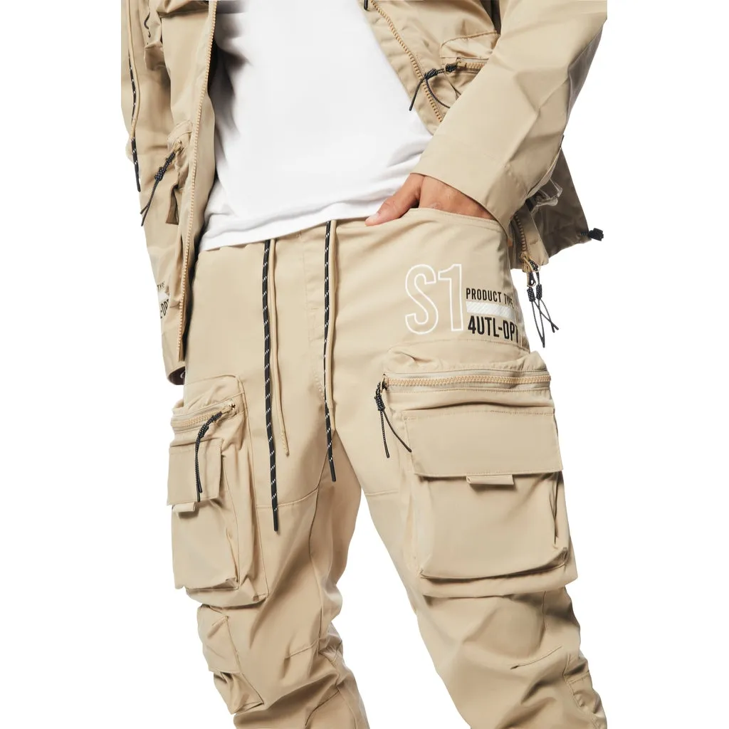 Utility Windbreaker Cargo Pants - Khaki