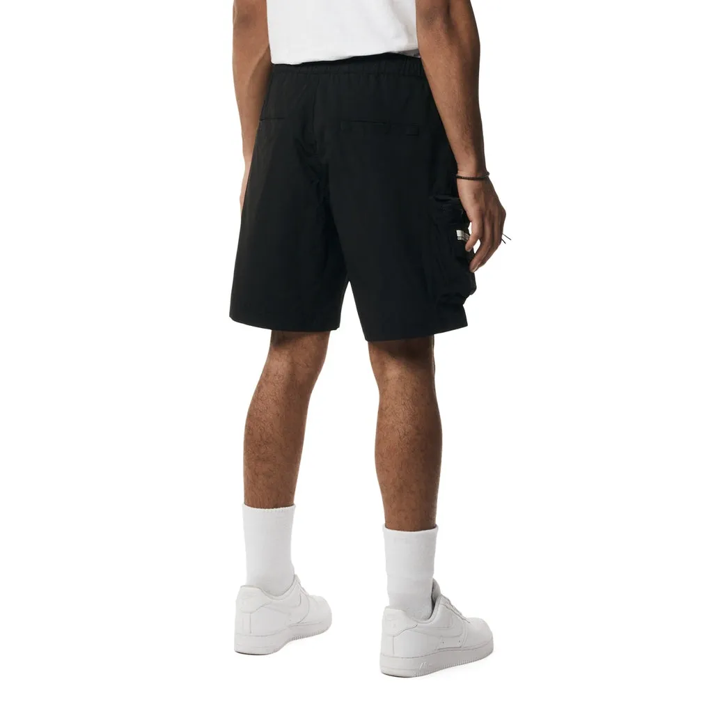 Utility Windbreaker Cargo Shorts - Black