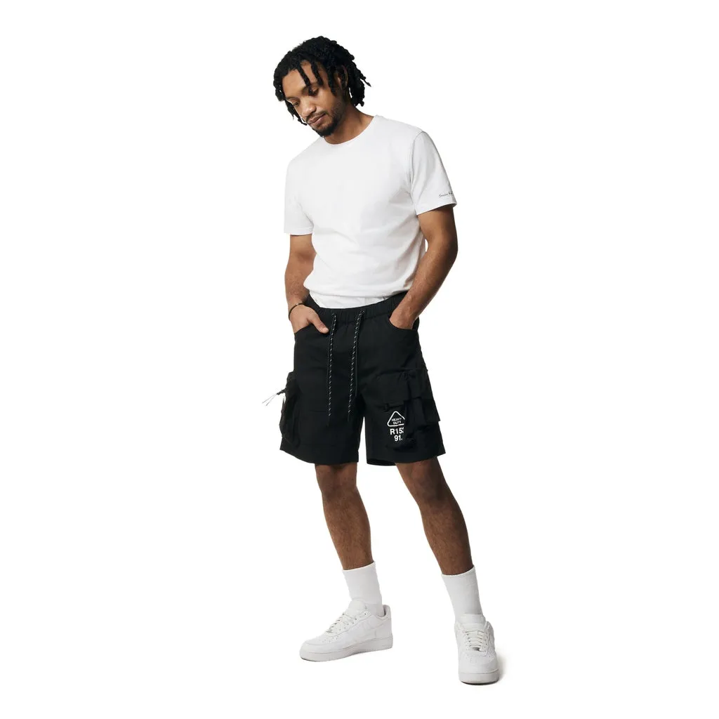 Utility Windbreaker Cargo Shorts - Black