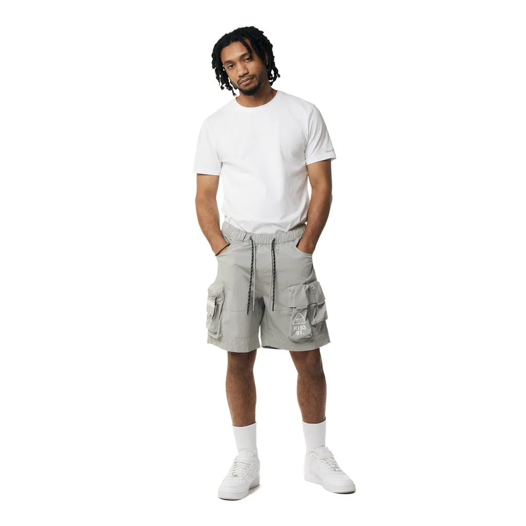 Utility Windbreaker Cargo Shorts - Light Grey