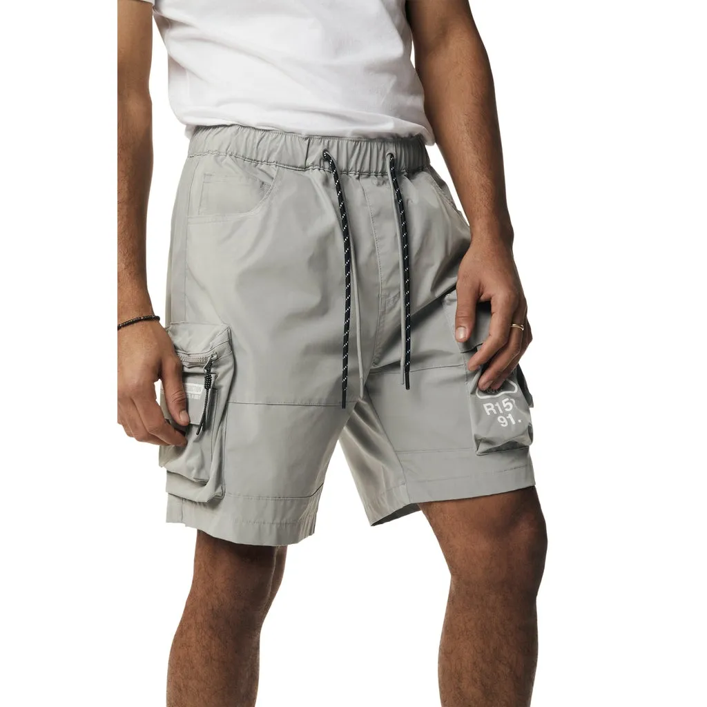 Utility Windbreaker Cargo Shorts - Light Grey