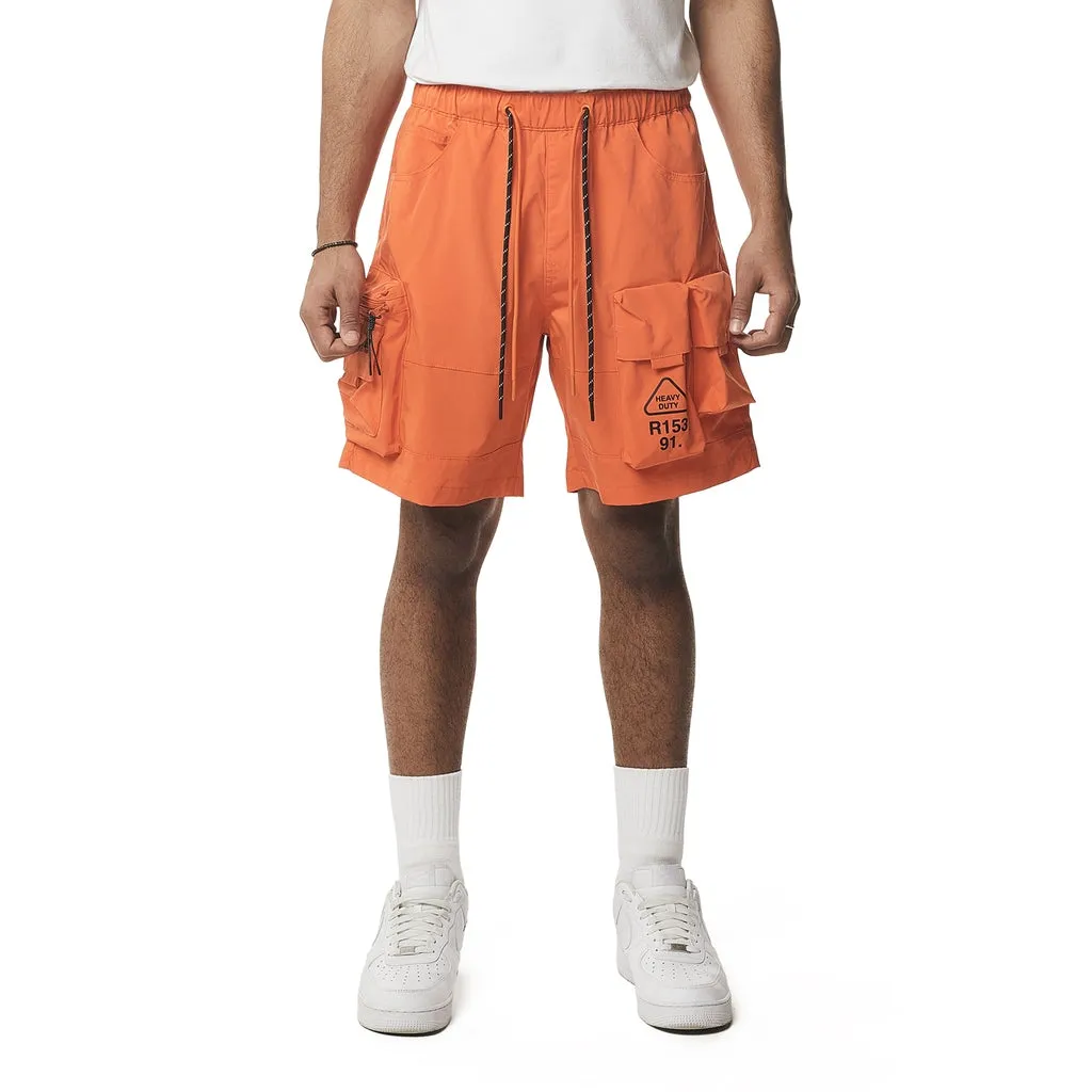 Utility Windbreaker Cargo Shorts - Orange