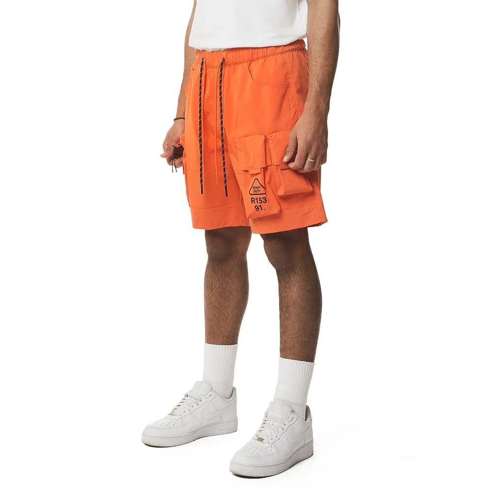 Utility Windbreaker Cargo Shorts - Orange