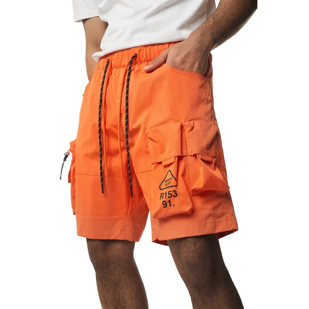 Utility Windbreaker Cargo Shorts - Orange