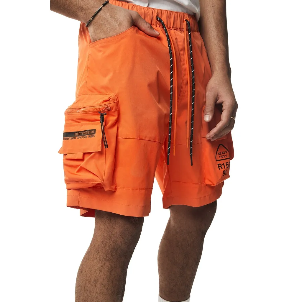 Utility Windbreaker Cargo Shorts - Orange