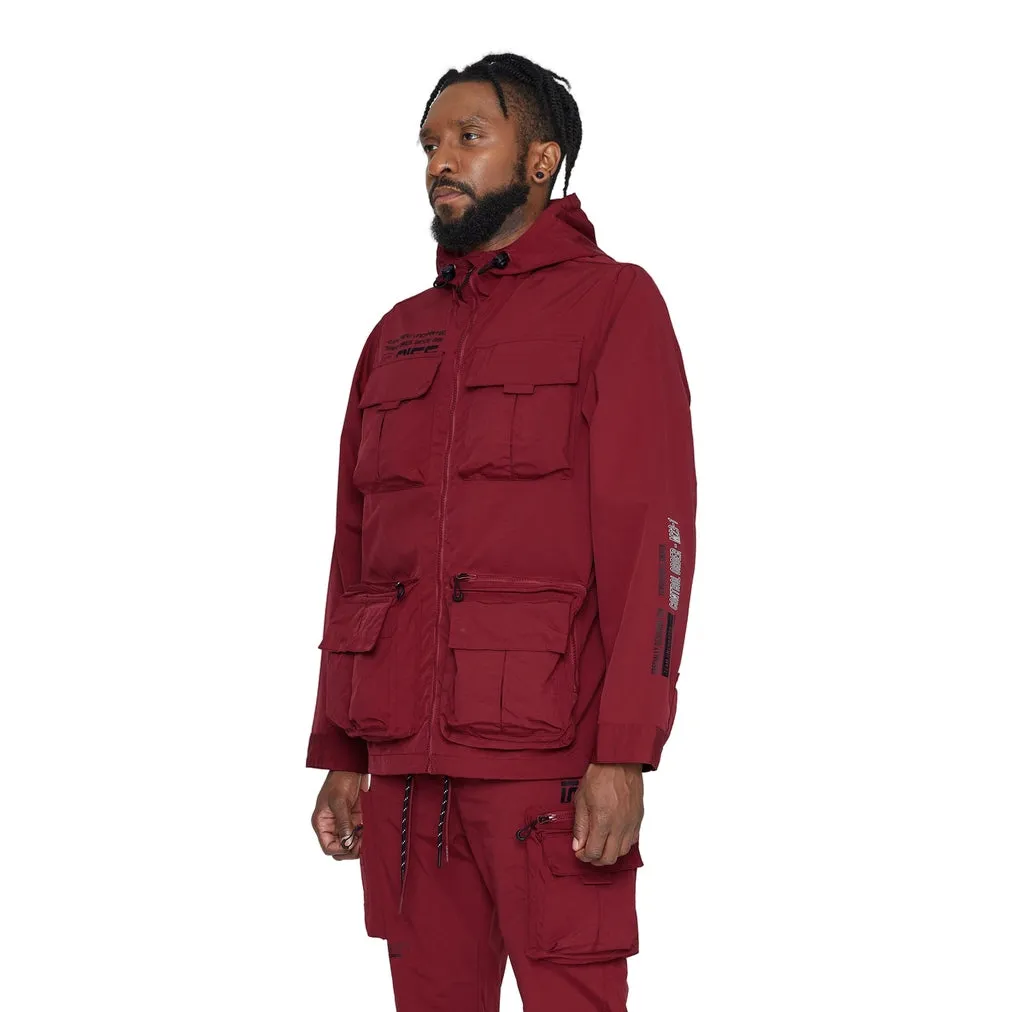 Utility Windbreaker Jacket - Burgundy