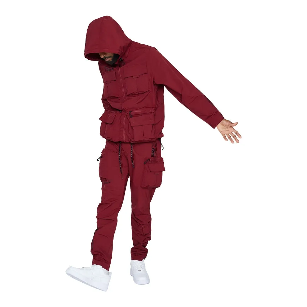 Utility Windbreaker Jacket - Burgundy