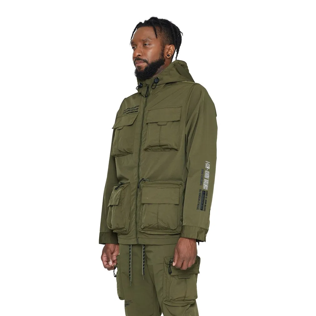 Utility Windbreaker Jacket - Olive