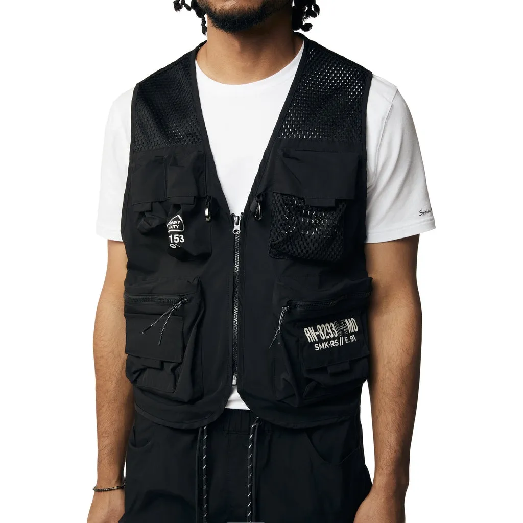 Utility Windbreaker Vest - Black