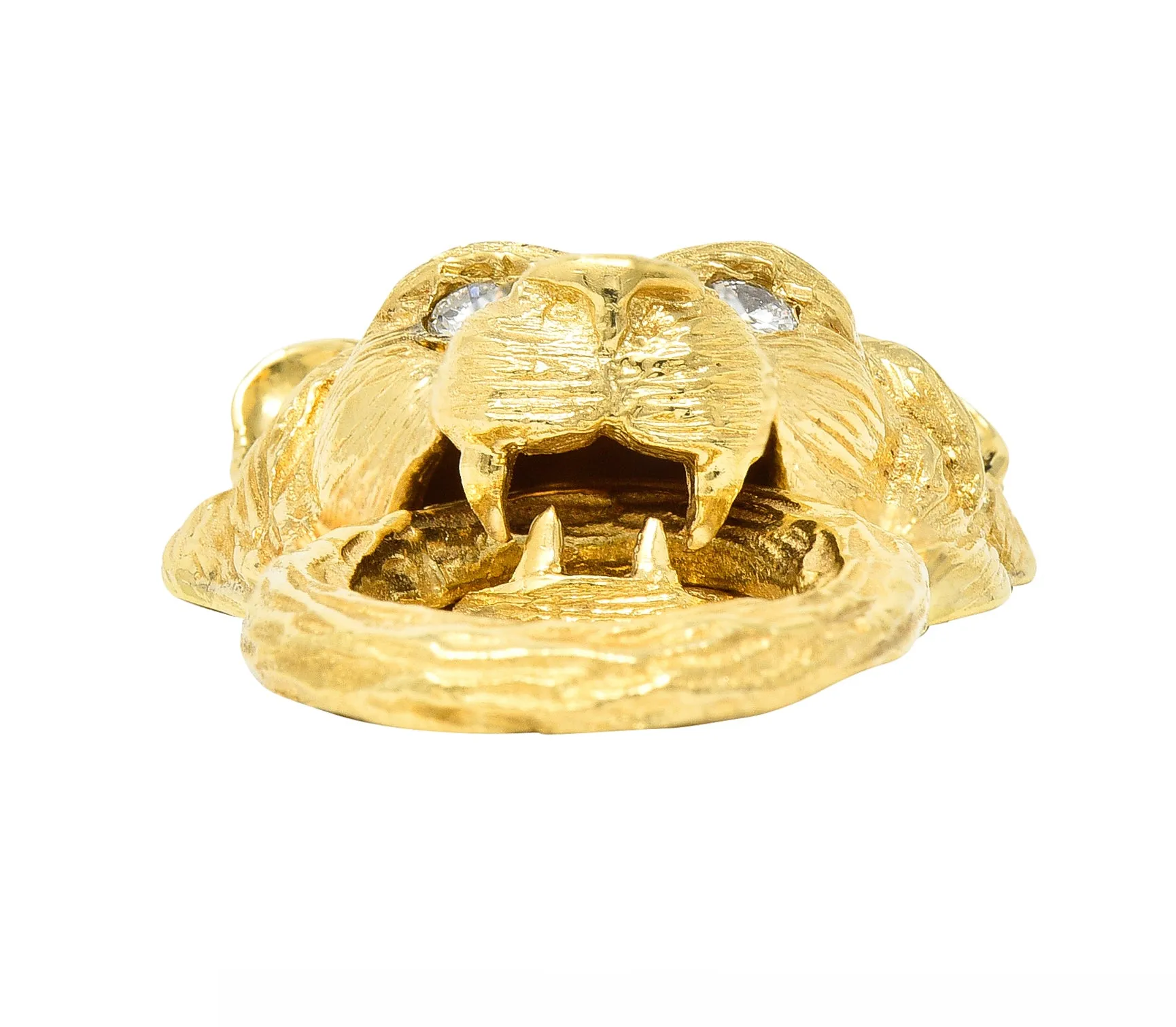 Van Cleef & Arpels 1970's Diamond 18 Karat Yellow Gold Barquerolles Lion Door Knocker Pendant