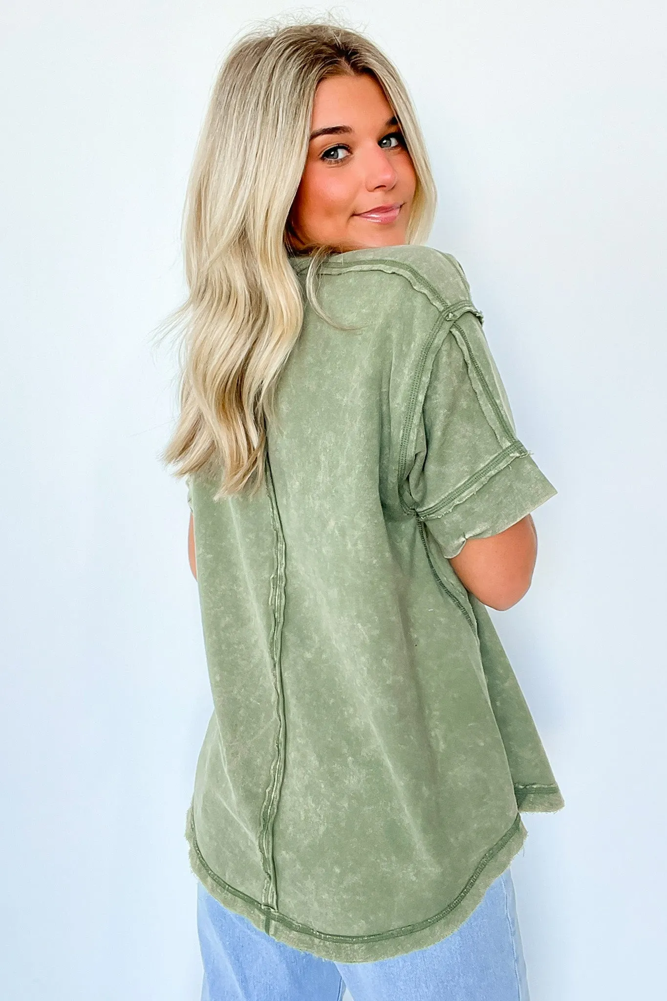 Verity Raw Edge Henley Button Top - BACK IN STOCK