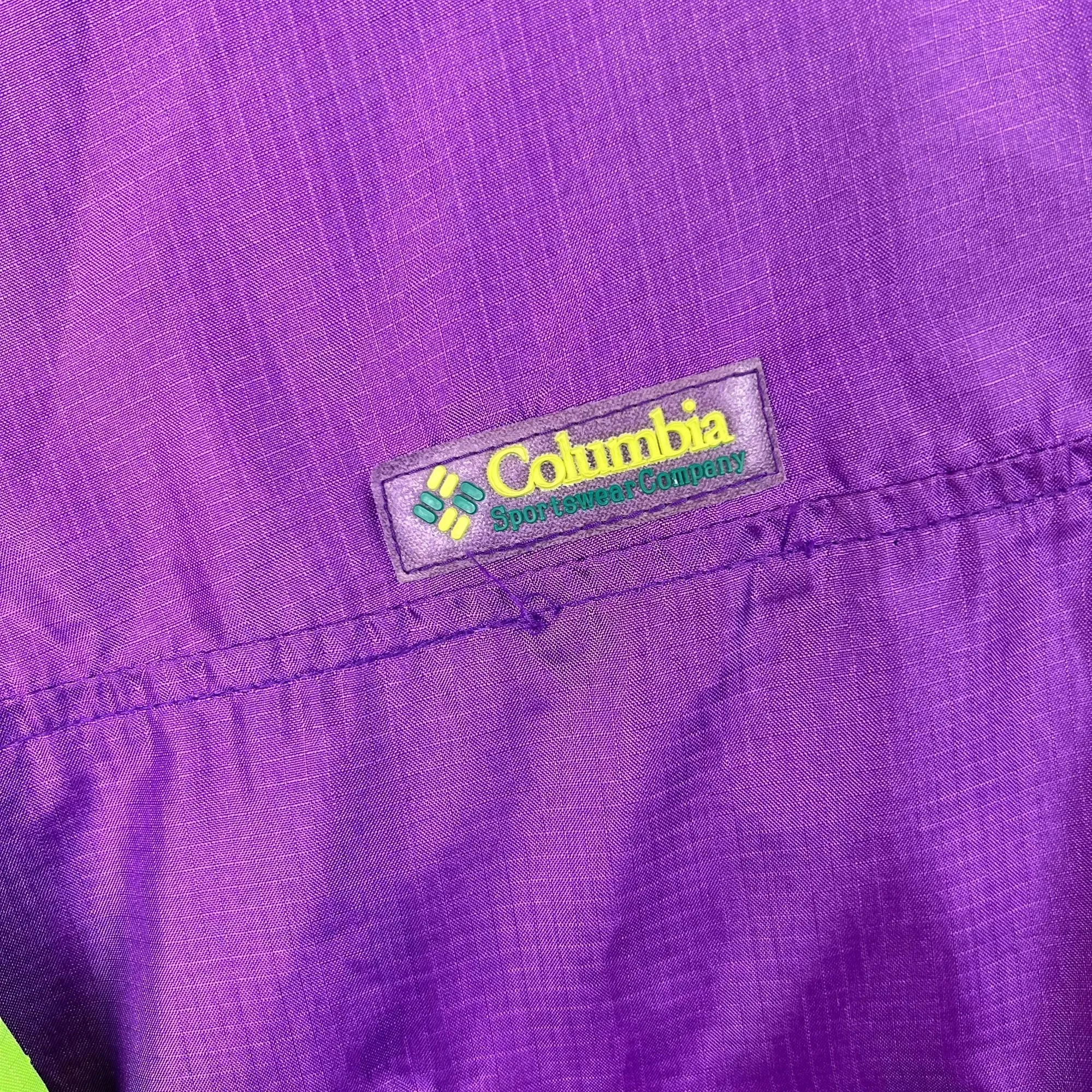 Vintage 90's Columbia Colourblock Windbreaker Jacket Purple Green