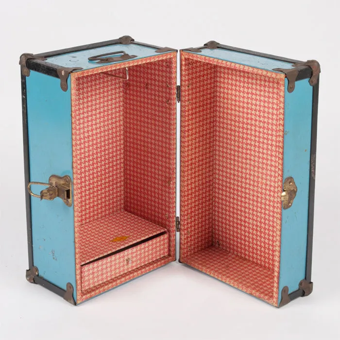 Vintage Doll Wardrobe Suitcase Blue