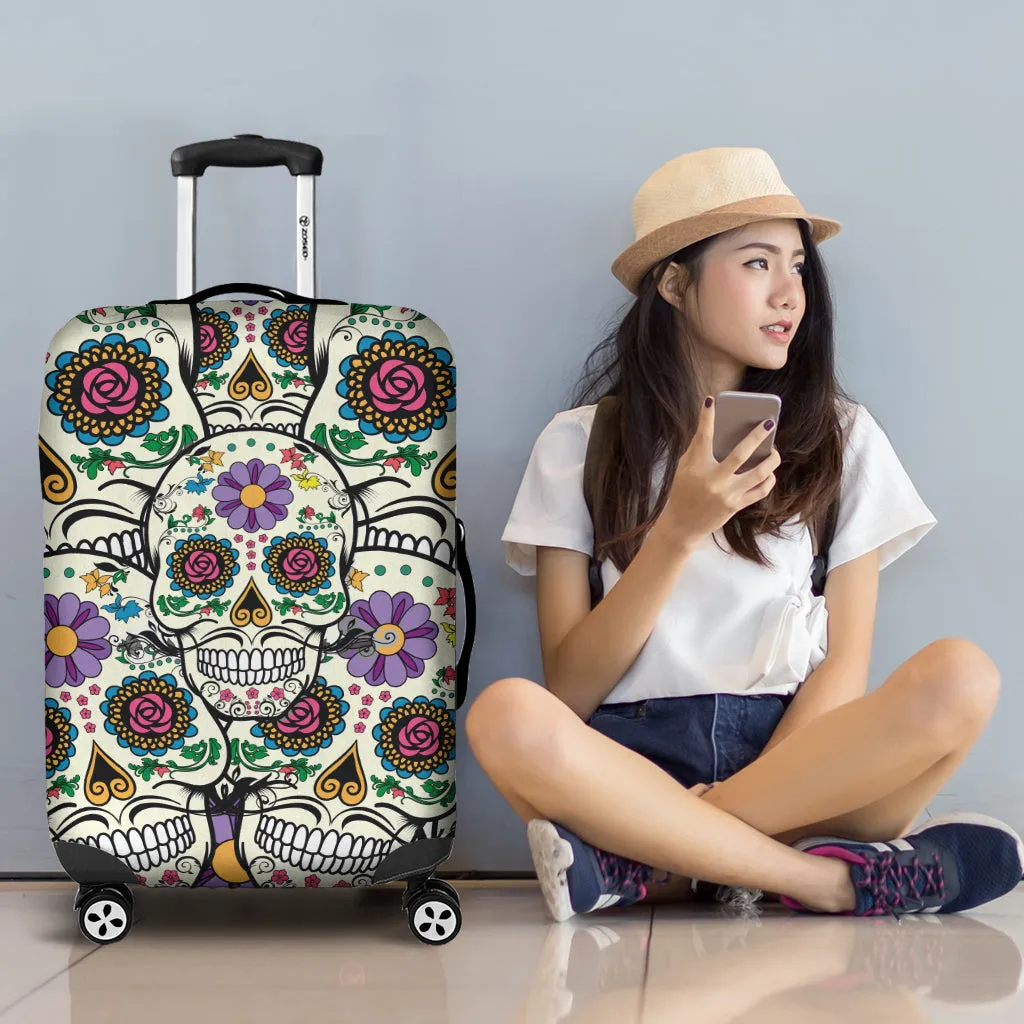 Violet Sugar Skull Luggage Cover