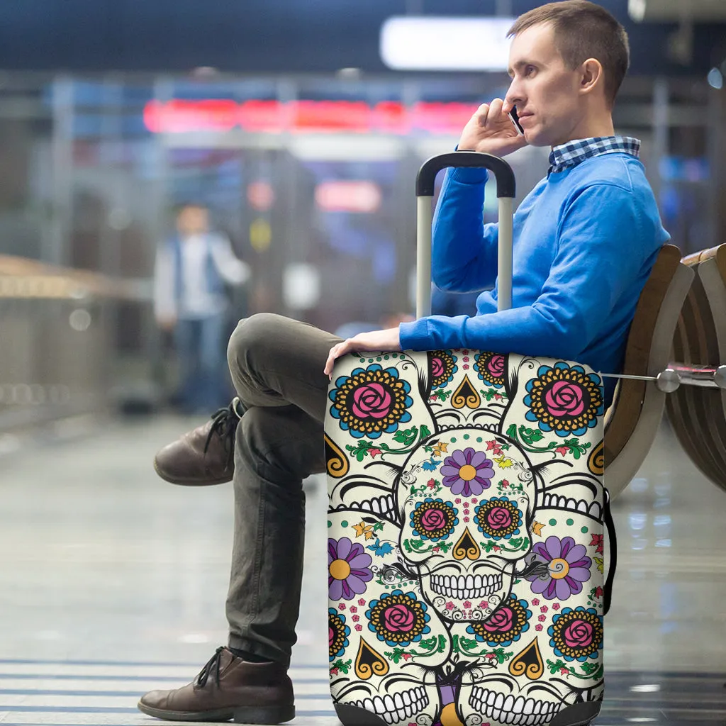 Violet Sugar Skull Luggage Cover