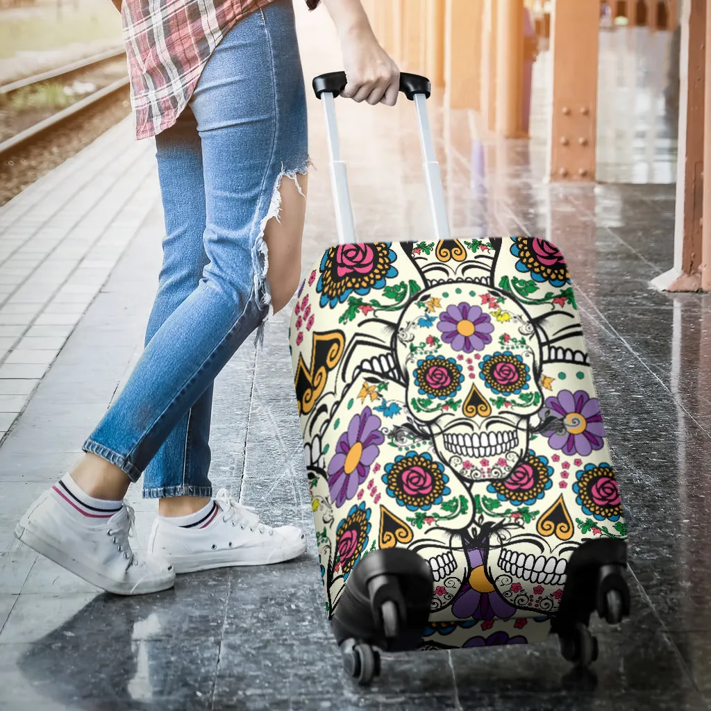 Violet Sugar Skull Luggage Cover