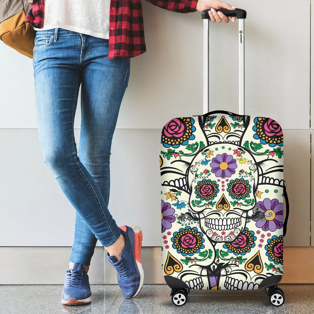 Violet Sugar Skull Luggage Cover