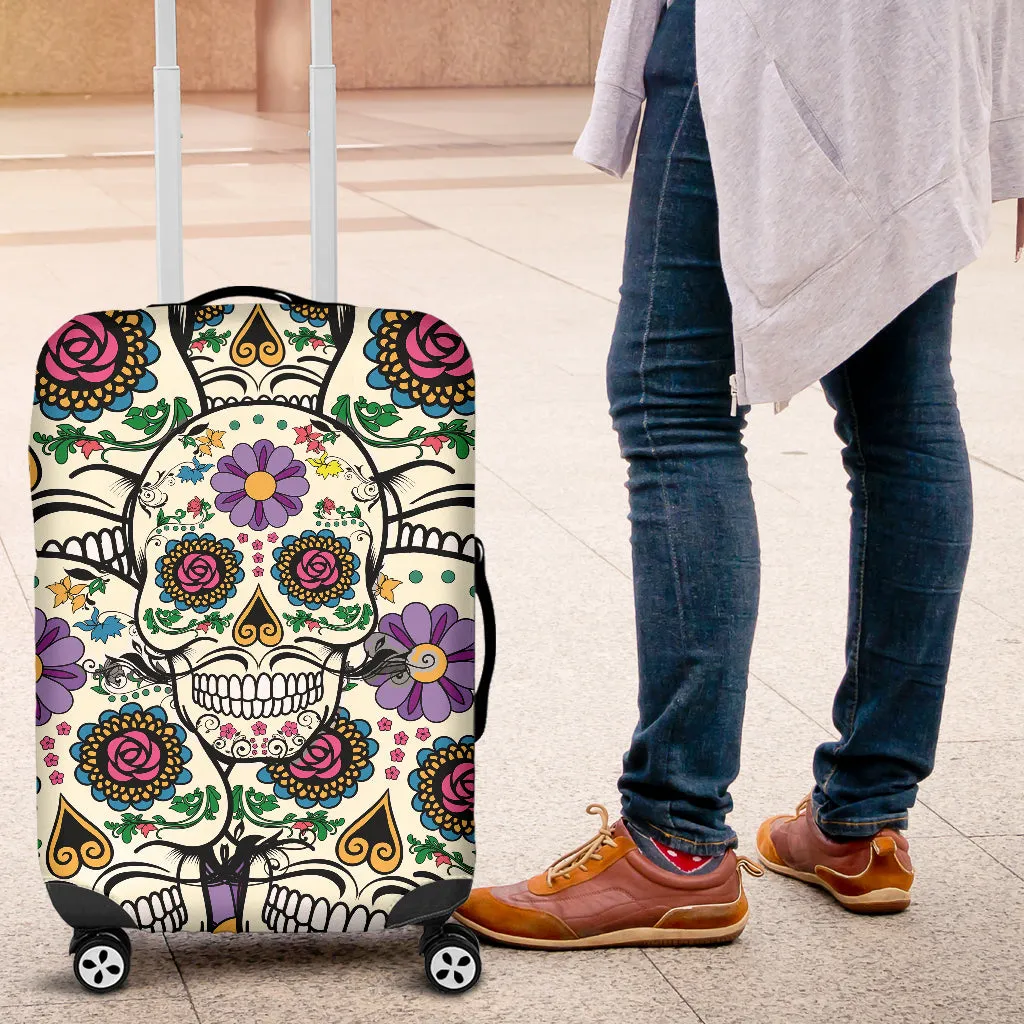 Violet Sugar Skull Luggage Cover