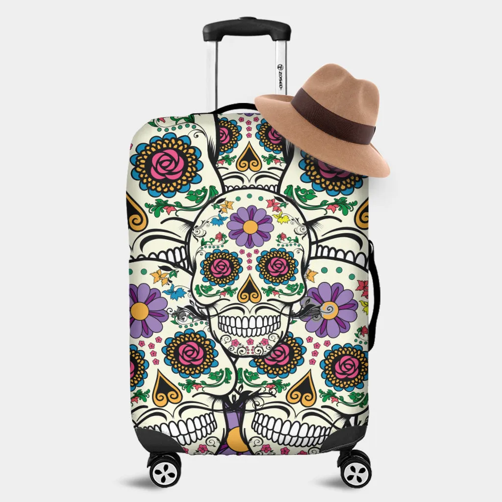 Violet Sugar Skull Luggage Cover