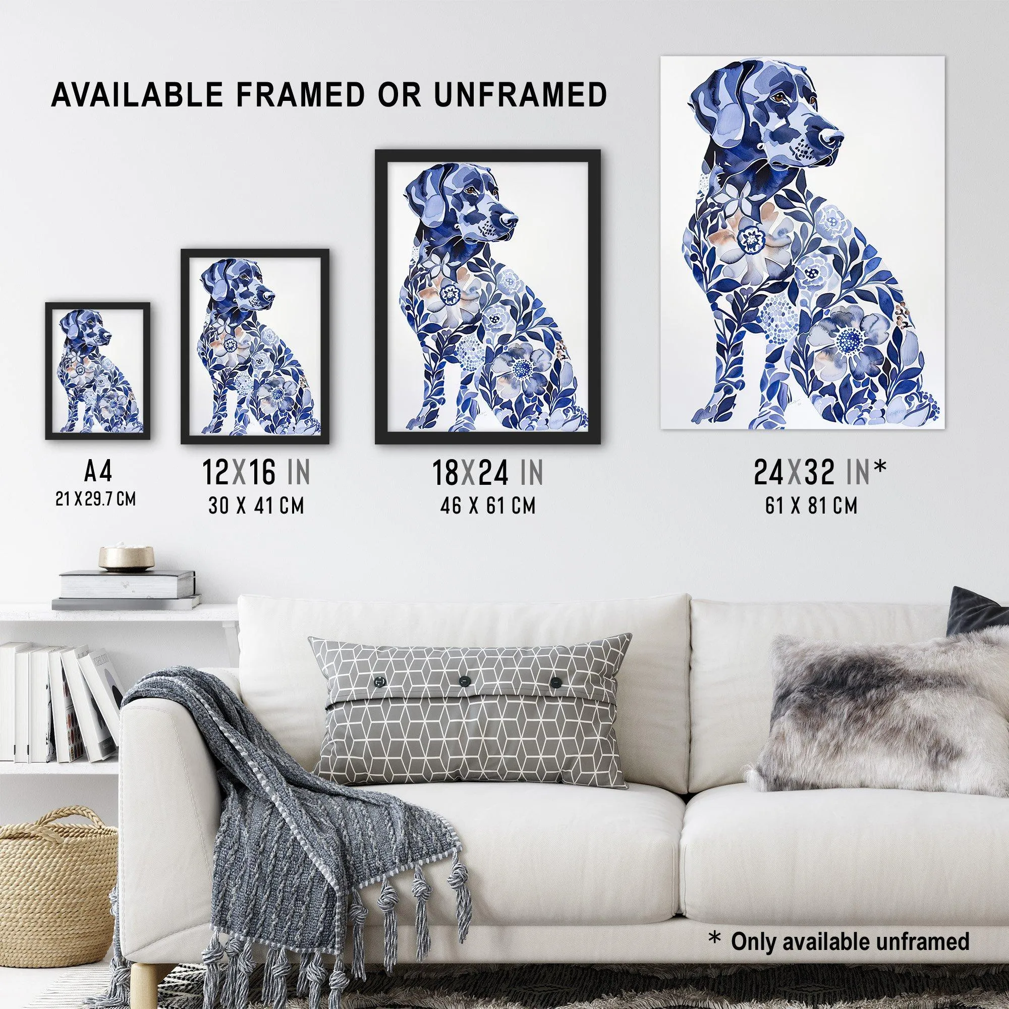 Wall Art & Pictures | Elegant Labrador Flower Pattern Fur Dog Lover Framed Wall Art | Artery8