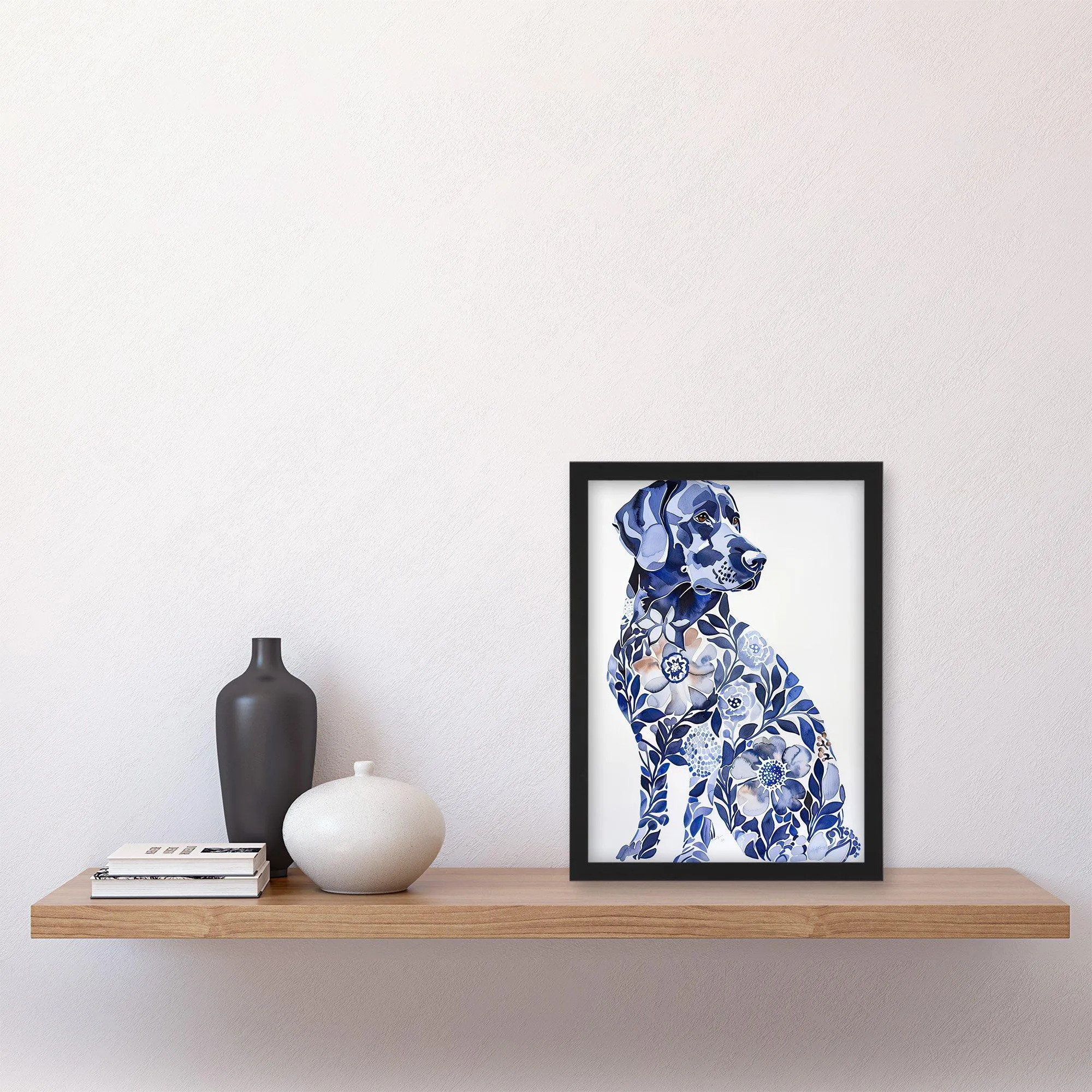 Wall Art & Pictures | Elegant Labrador Flower Pattern Fur Dog Lover Framed Wall Art | Artery8