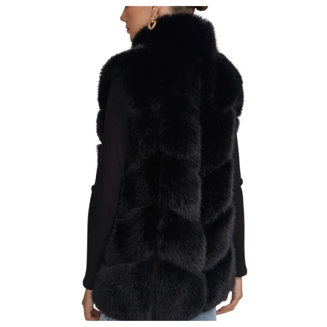 WHITLEY FAUX FUR VEST BLACK