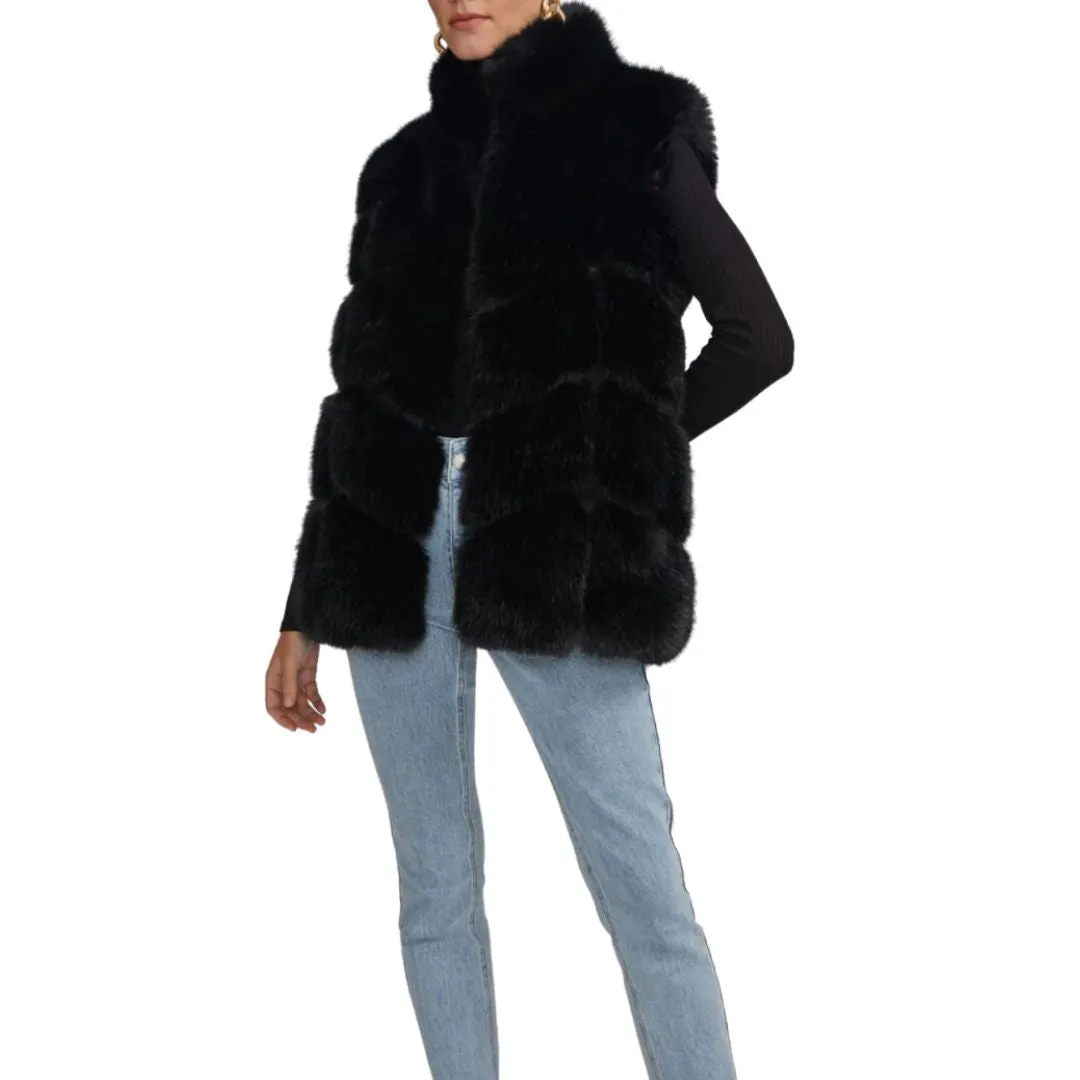 WHITLEY FAUX FUR VEST BLACK