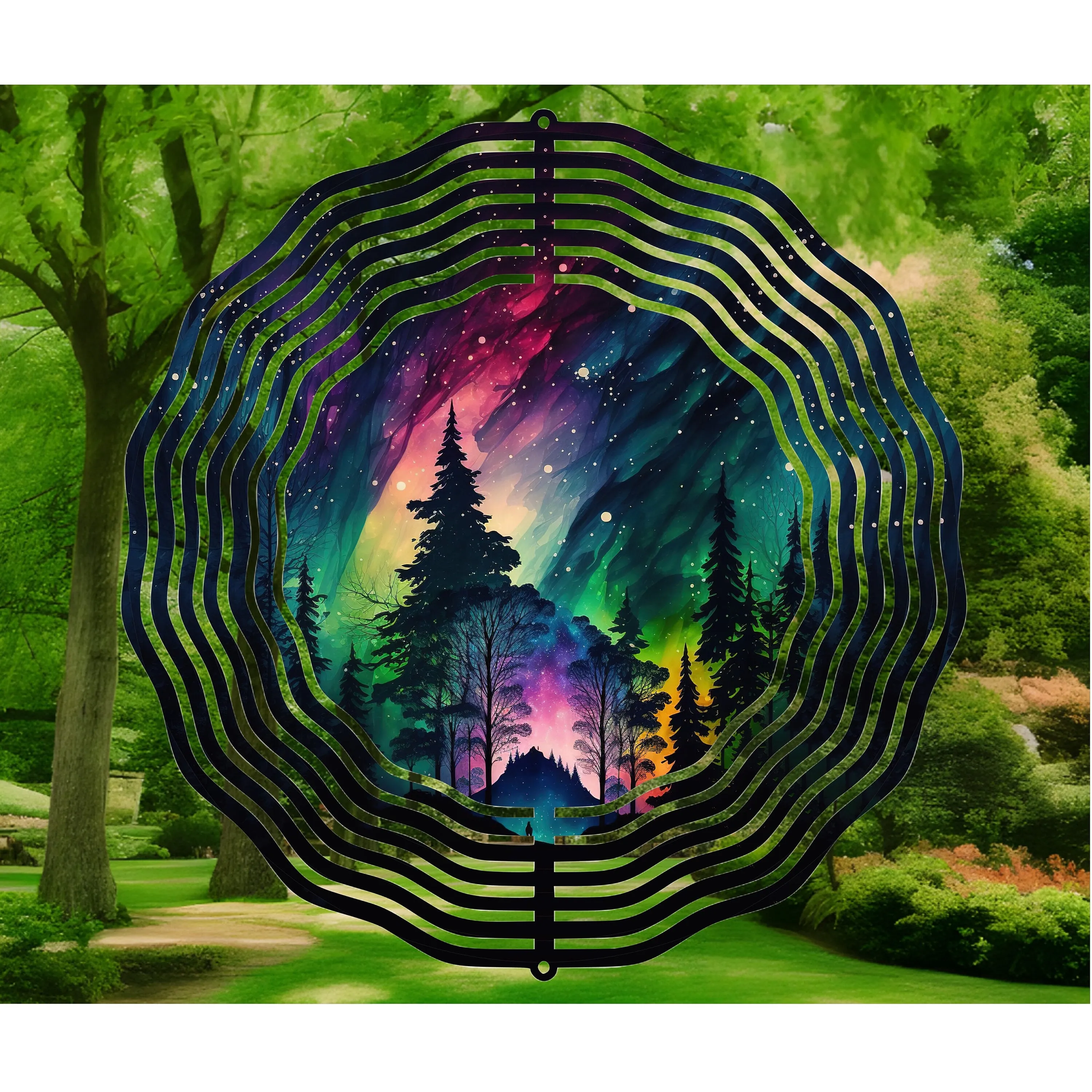 Wind Spinner, 10 inch double sided Northern Lights Garden Spinner, Patio Decor, Yard Art, Gift for Mom