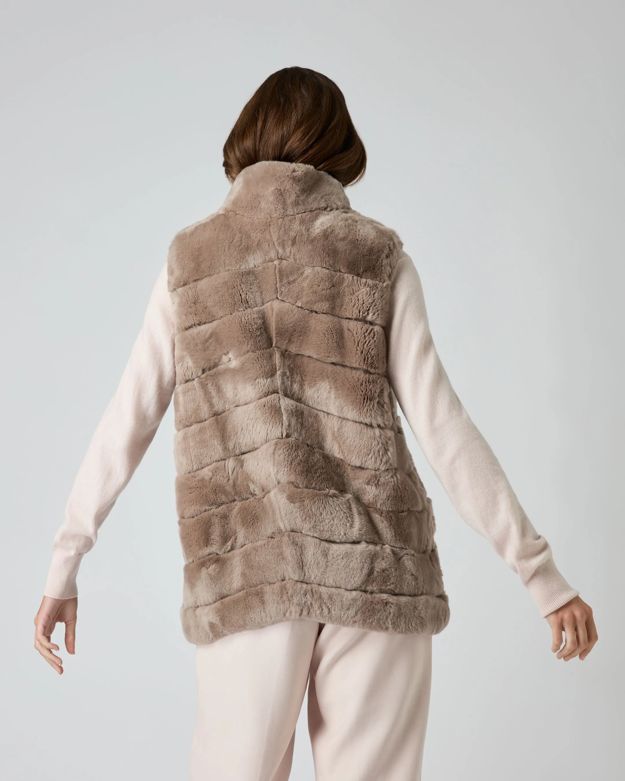 Women's Nova Fur Gilet Taupe Brown