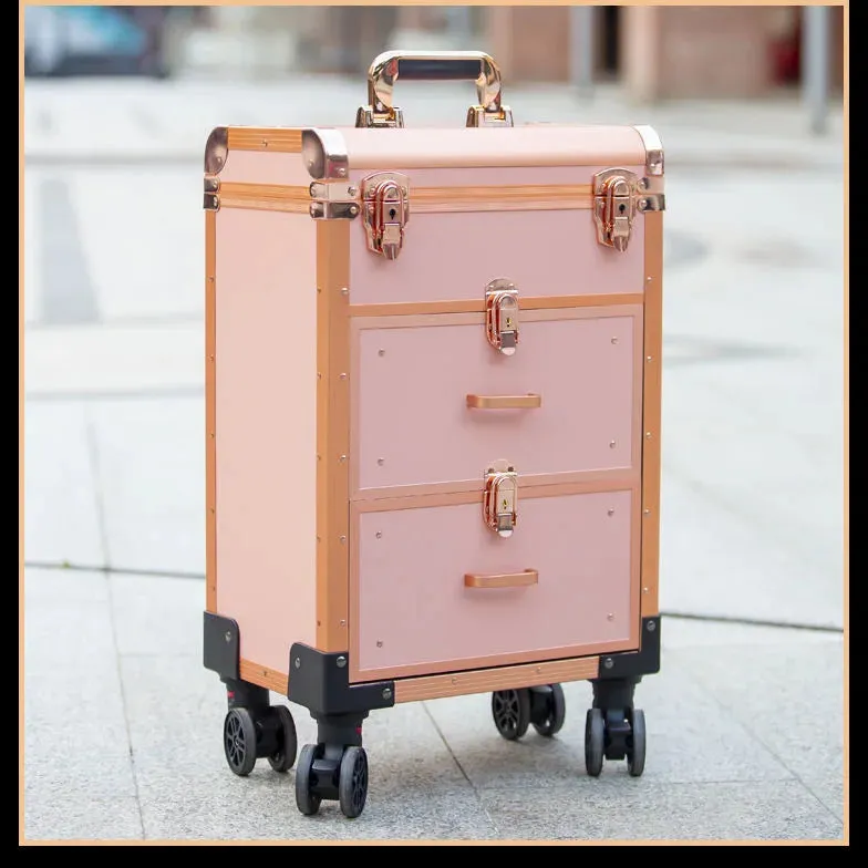 Women's Professional Beautician Hairdresser Trolley Suitcase Organizer Bag