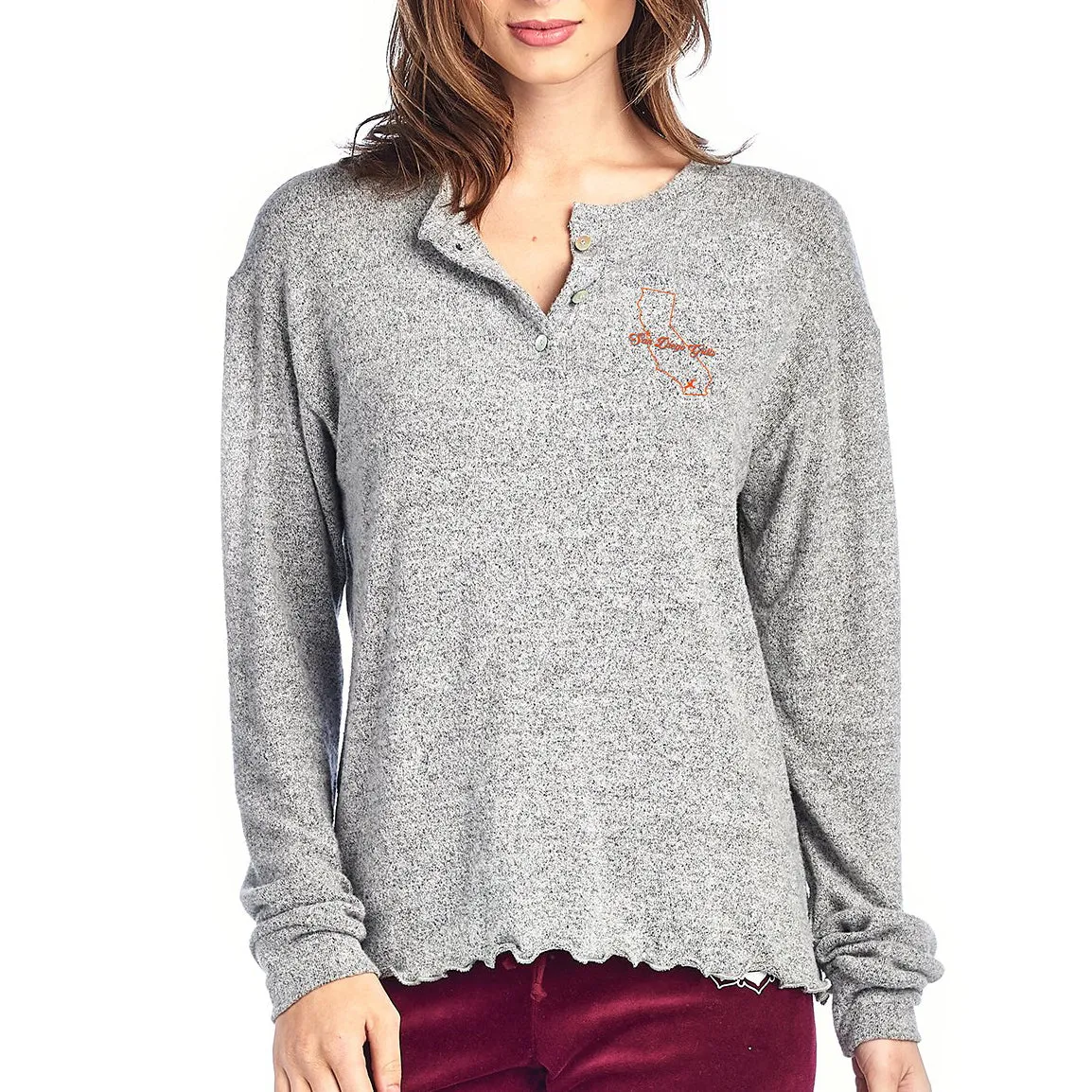 Women's San Diego Gulls Brushed Jersey Henley