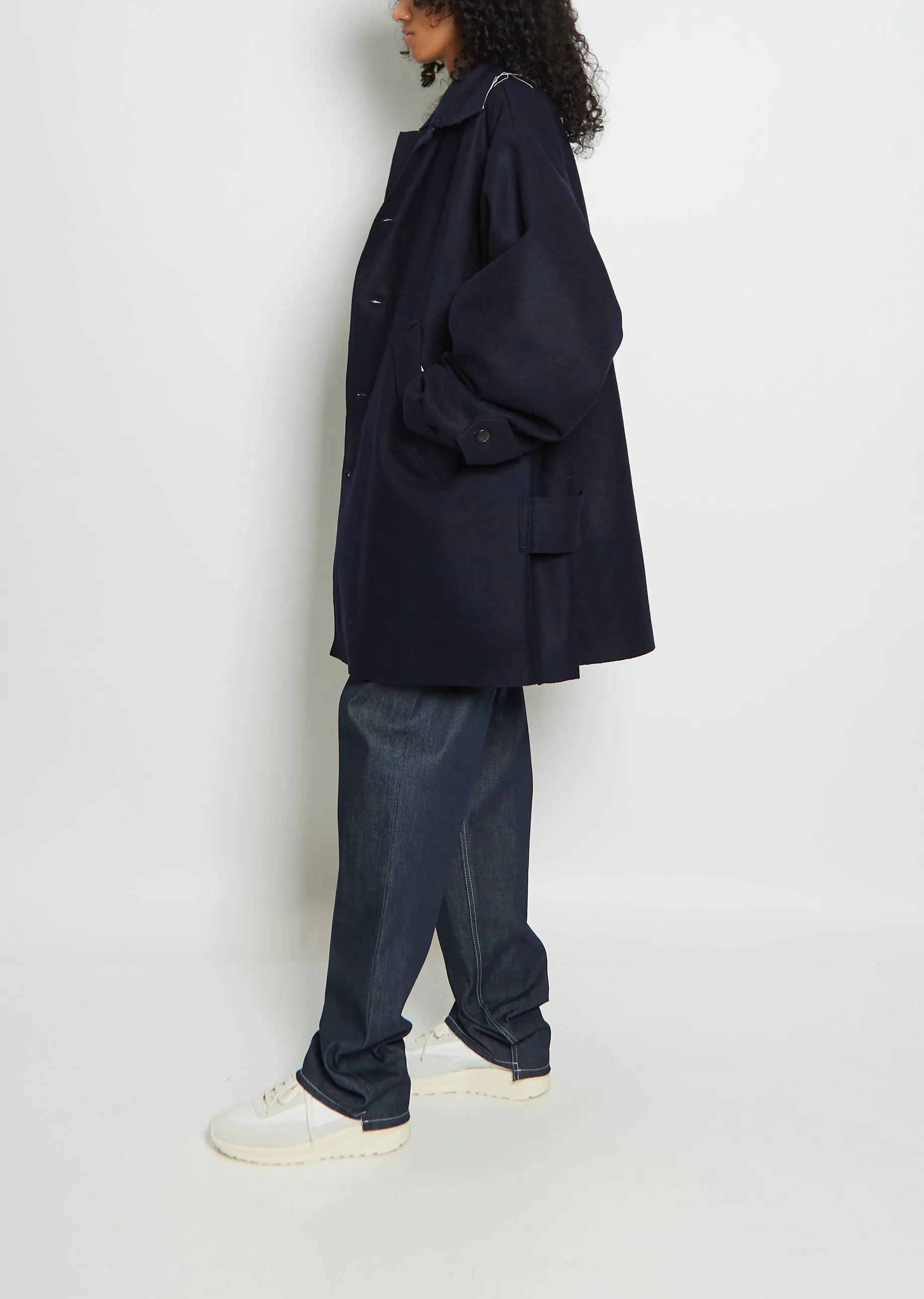 Wool XXL Mackintosh Jacket — Black Navy