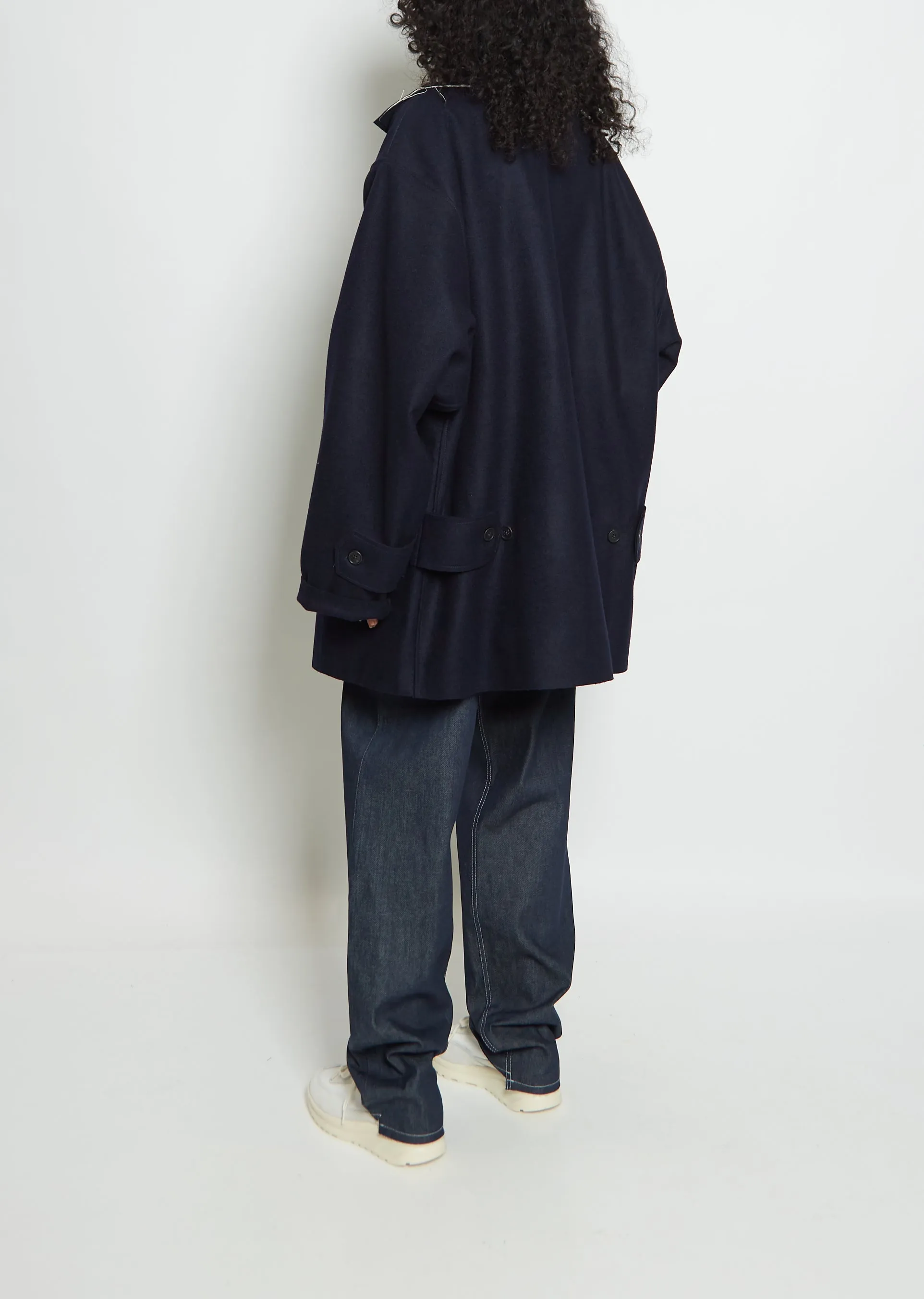 Wool XXL Mackintosh Jacket — Black Navy