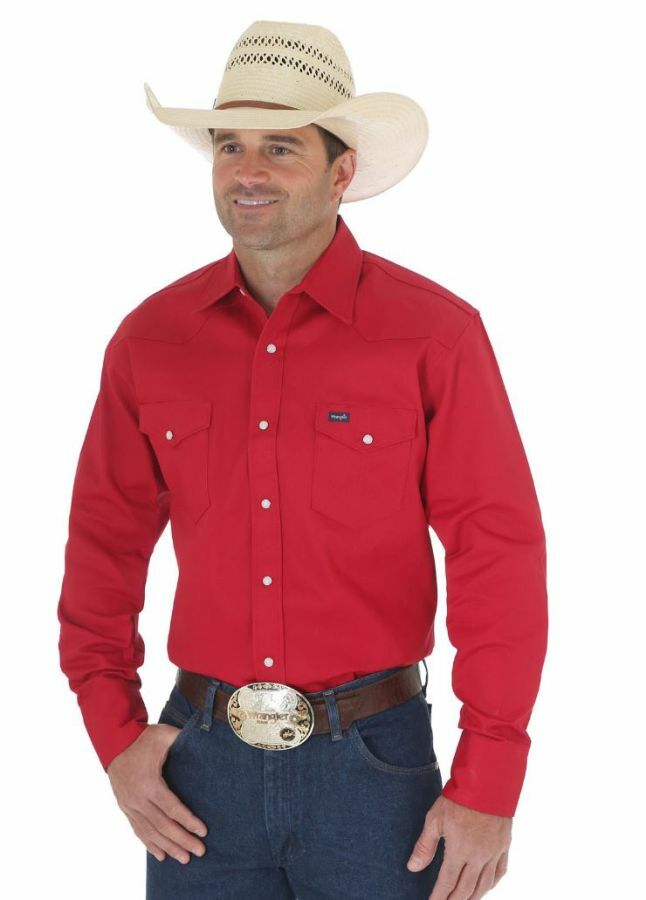 Wrangler Men's Cowboy Cut Long Sleeve Western Snap Shirt in Red