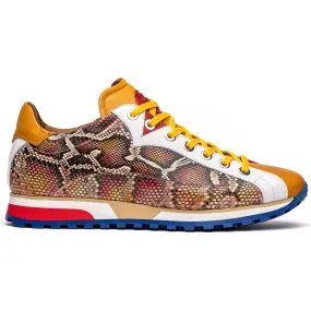 Zelli Geo Python Embossed Calfskin Sneakers Mustard / White