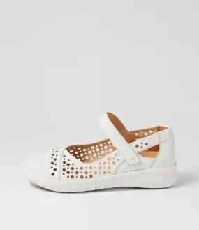 Ziera Sebille Xf White Leather Flat Shoes