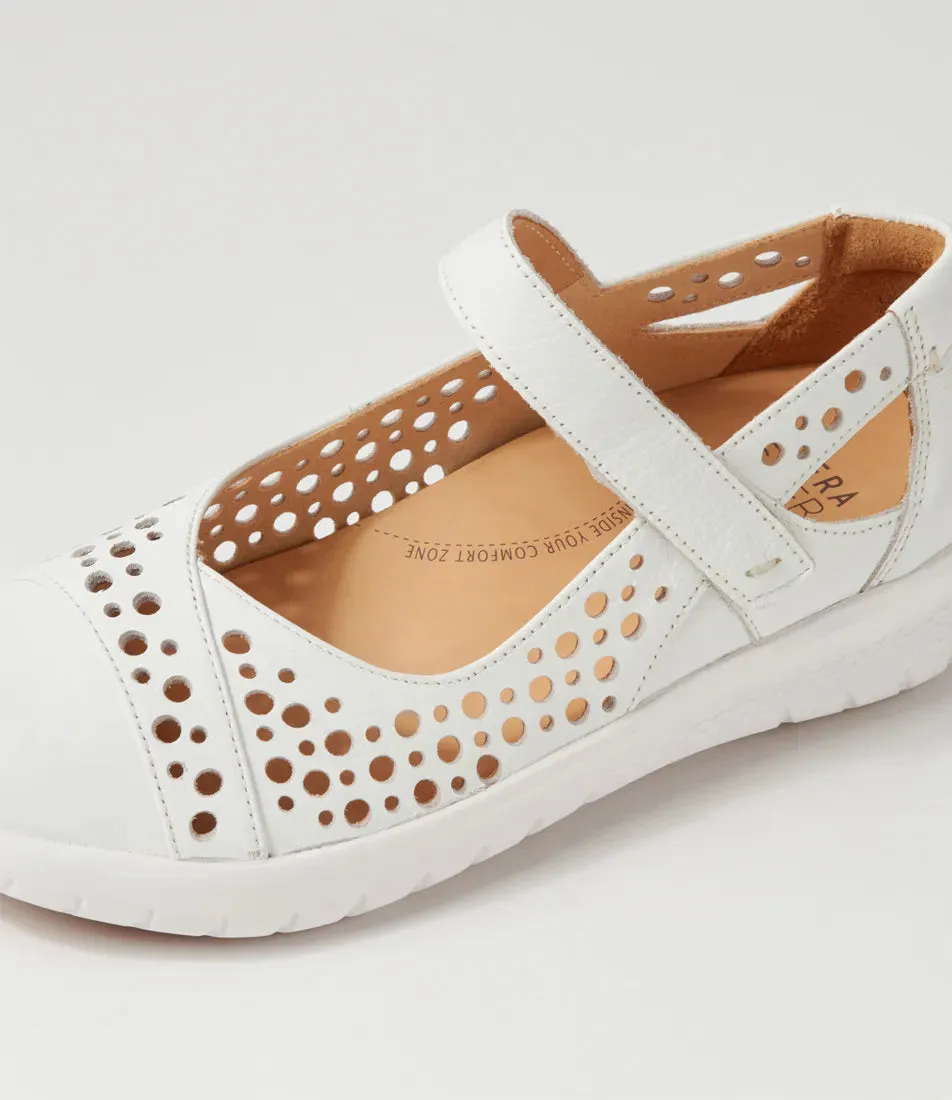 Ziera Sebille Xf White Leather Flat Shoes